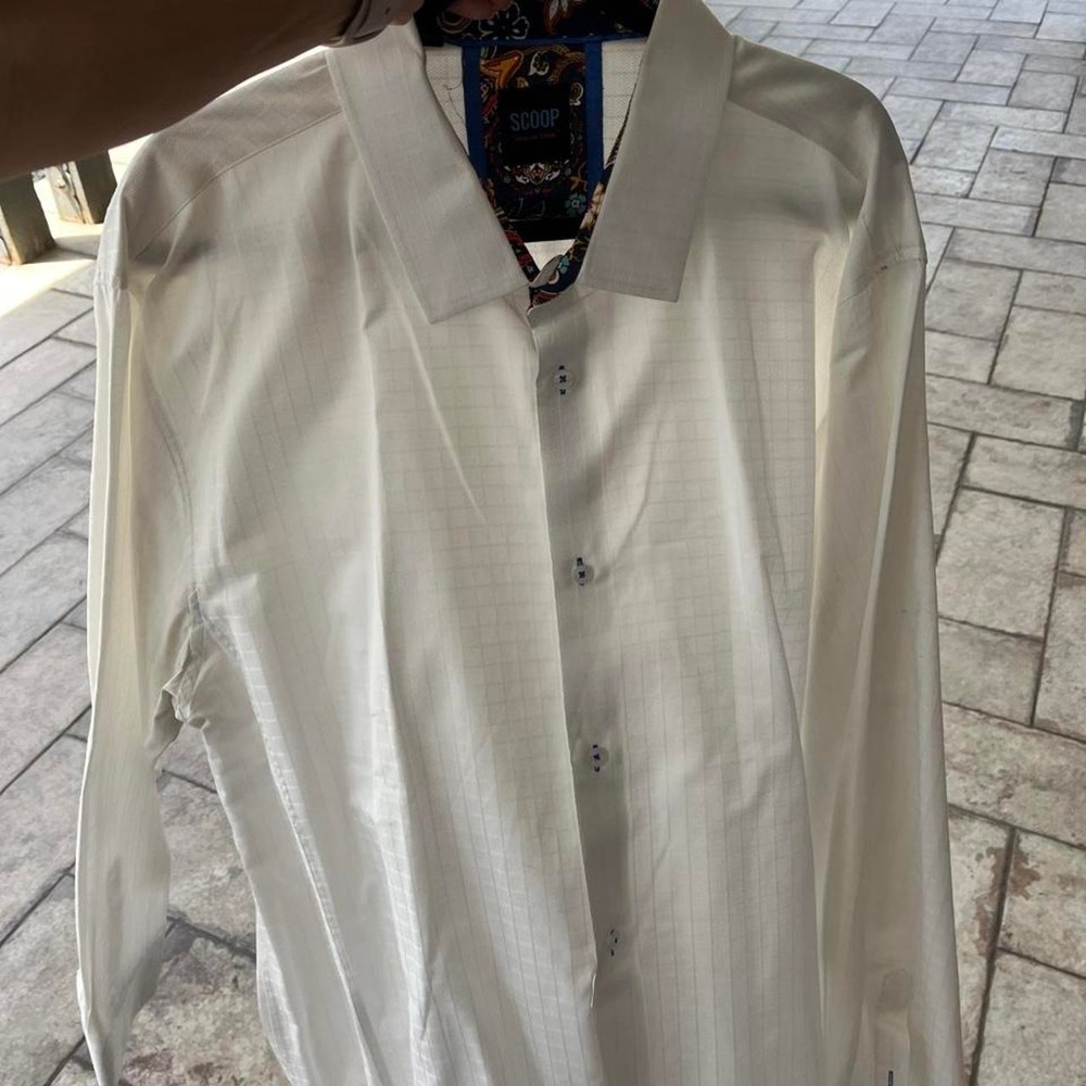 Scoop White Button Down Pinstripe Shirt Men's 5XL
